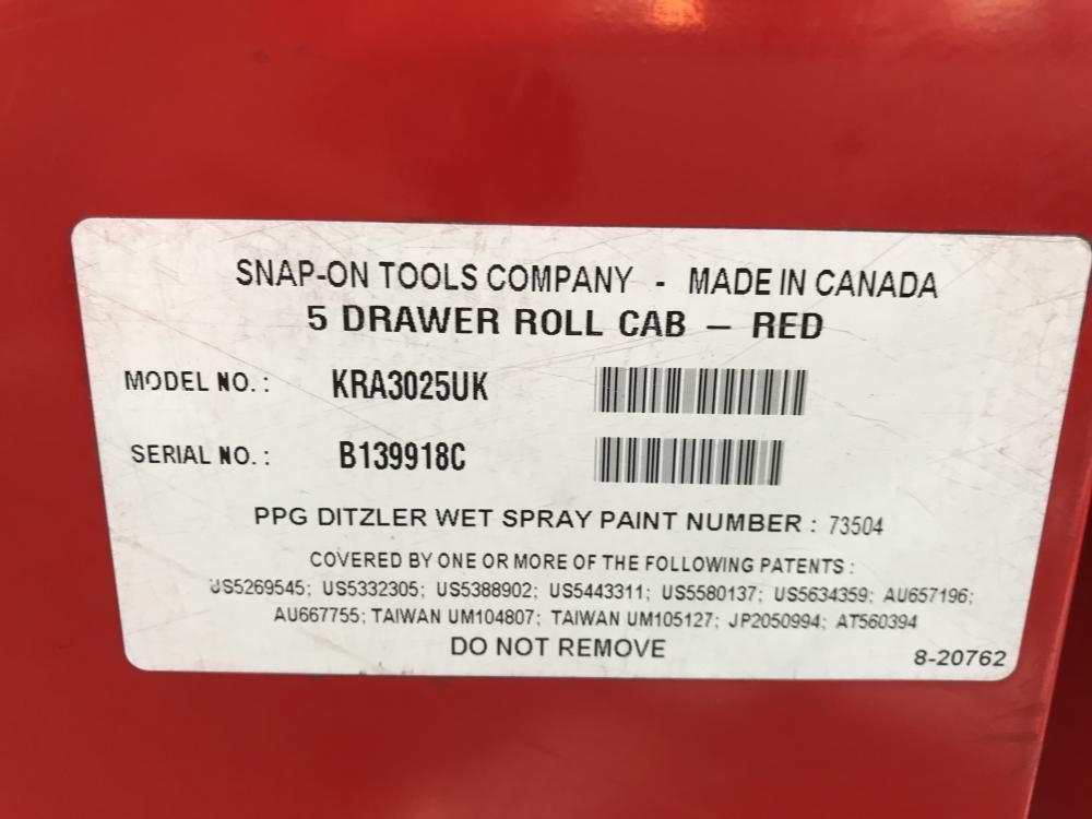 スナップオン Snap-on ロールキャビネット KRA3025UK カナダ製の買取