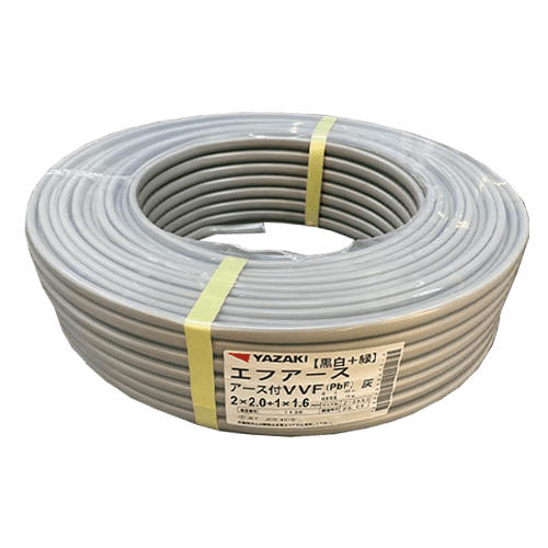 残りわずか！！VVF 3×2.0 矢崎エナジーシステム VVFケーブル 2.0mm×3芯 赤白黒 100m 灰 VV3c-2.0