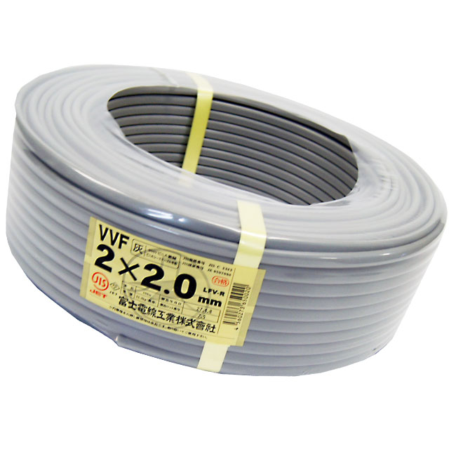 VVFケーブル（平型）2.0mm×2芯 100ｍ 色、グレー（灰色） - 5