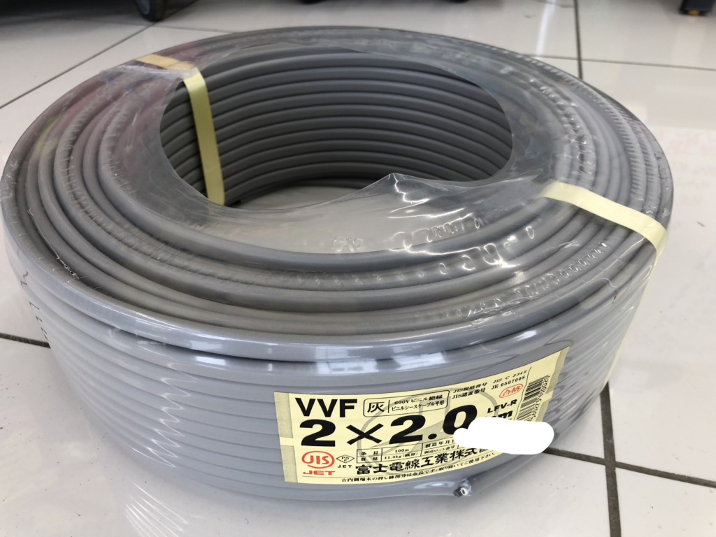 富士電線 VVFケーブル 2×2.0 100ｍ 電線を千葉県市川市のお客様よりお